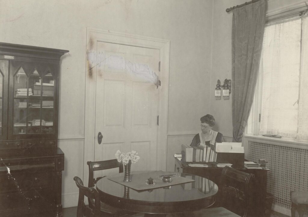 The carved mahogany chair is from “Belle Mina,” the mansion of Thomas Bibb, First Governor of the State, and was presented by his great-granddaughter, Mrs. E. P. Garrett, through the John Wade Keyes Chapter, of Athens.