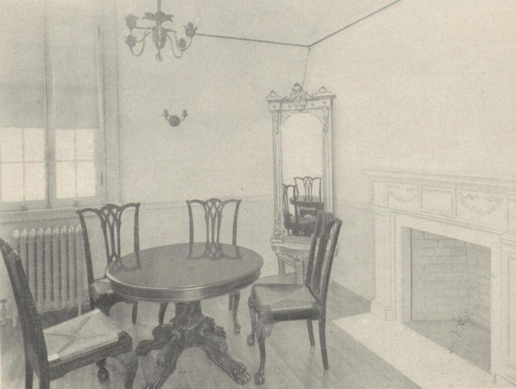 This room is a gift to the State of Delaware by Mrs. Mahon Furbee and Miss Harriette Warrick Mahon in memory of their sister, Mrs. Caroline Peterson Mahon Denison.