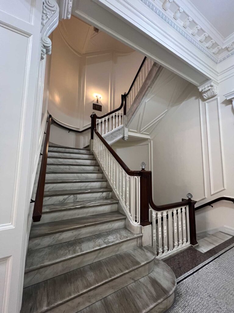 The north staircase after restoration.